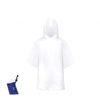 Poncho niño de PE 90×64 cm con funda poliéster RPET y mosquetón