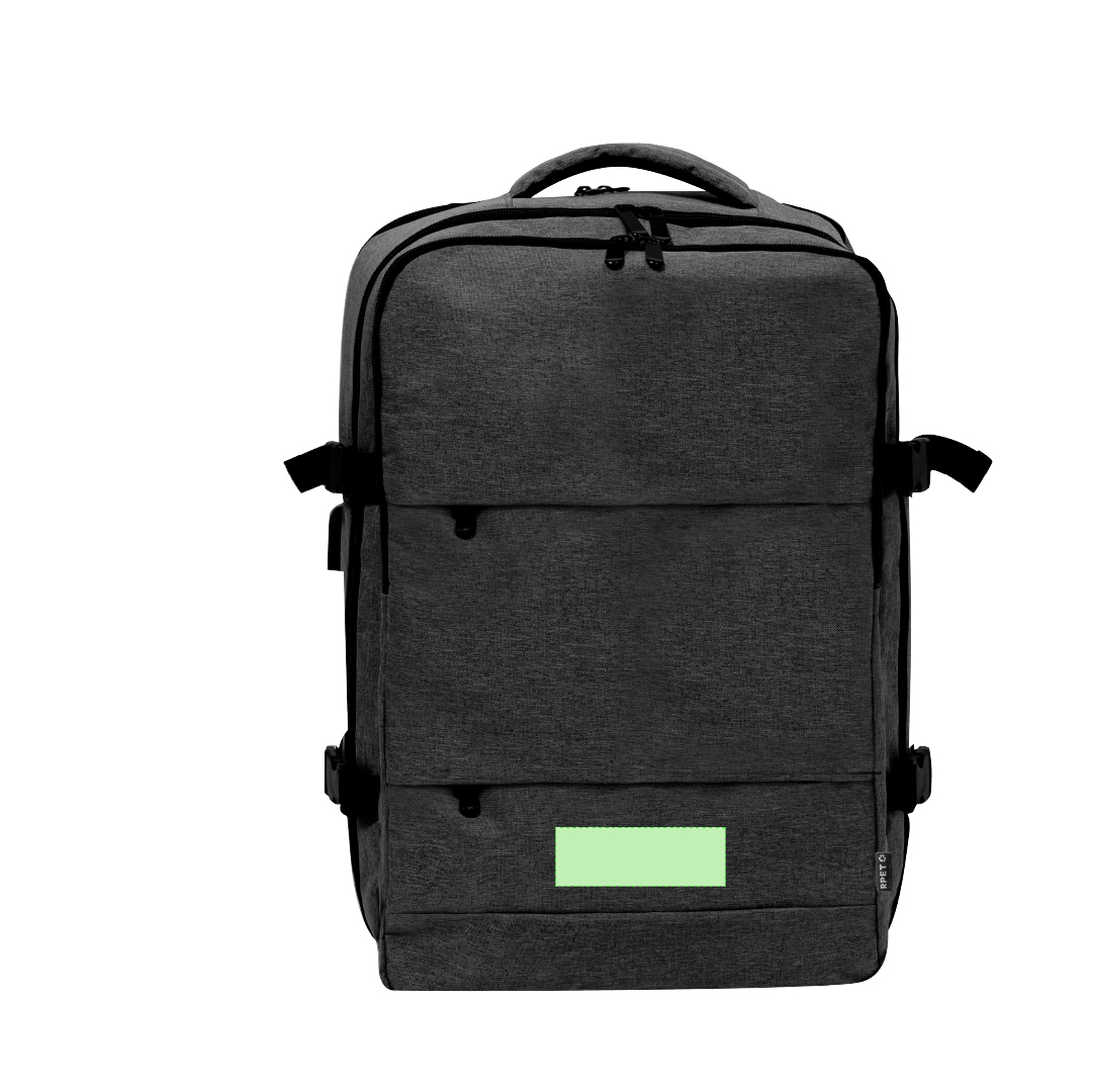 Mochila multifunción de RPET 300D con USB, portátil, portazapatos, espalda transpirable y cintas anchas