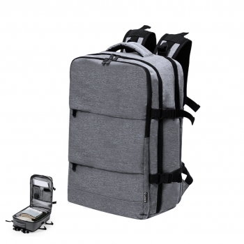 Mochila multifunción de RPET 300D con USB, portátil, portazapatos, espalda transpirable y cintas anchas