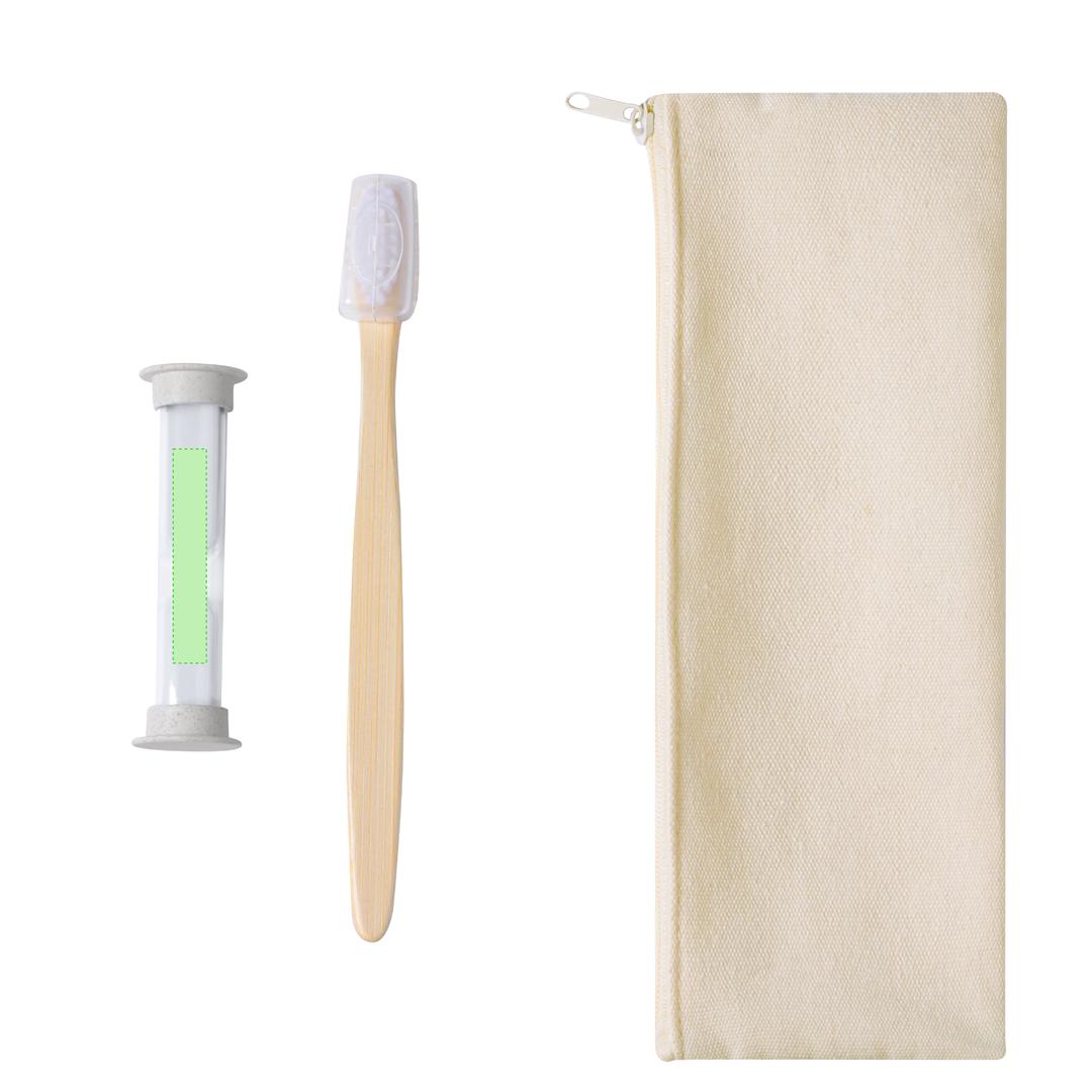 Set cepillo bambú con reloj arena caña de trigo 2 minutos en funda algodón