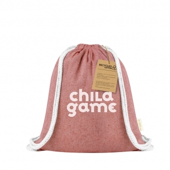 Mochila de cuerdas infantil de algodón reciclado 100% 120 g/m² con logotipo eco