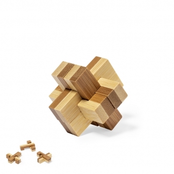 Juego de habilidad rompecabezas de 6 piezas de bambú 4,5×4,5×4,5 cm