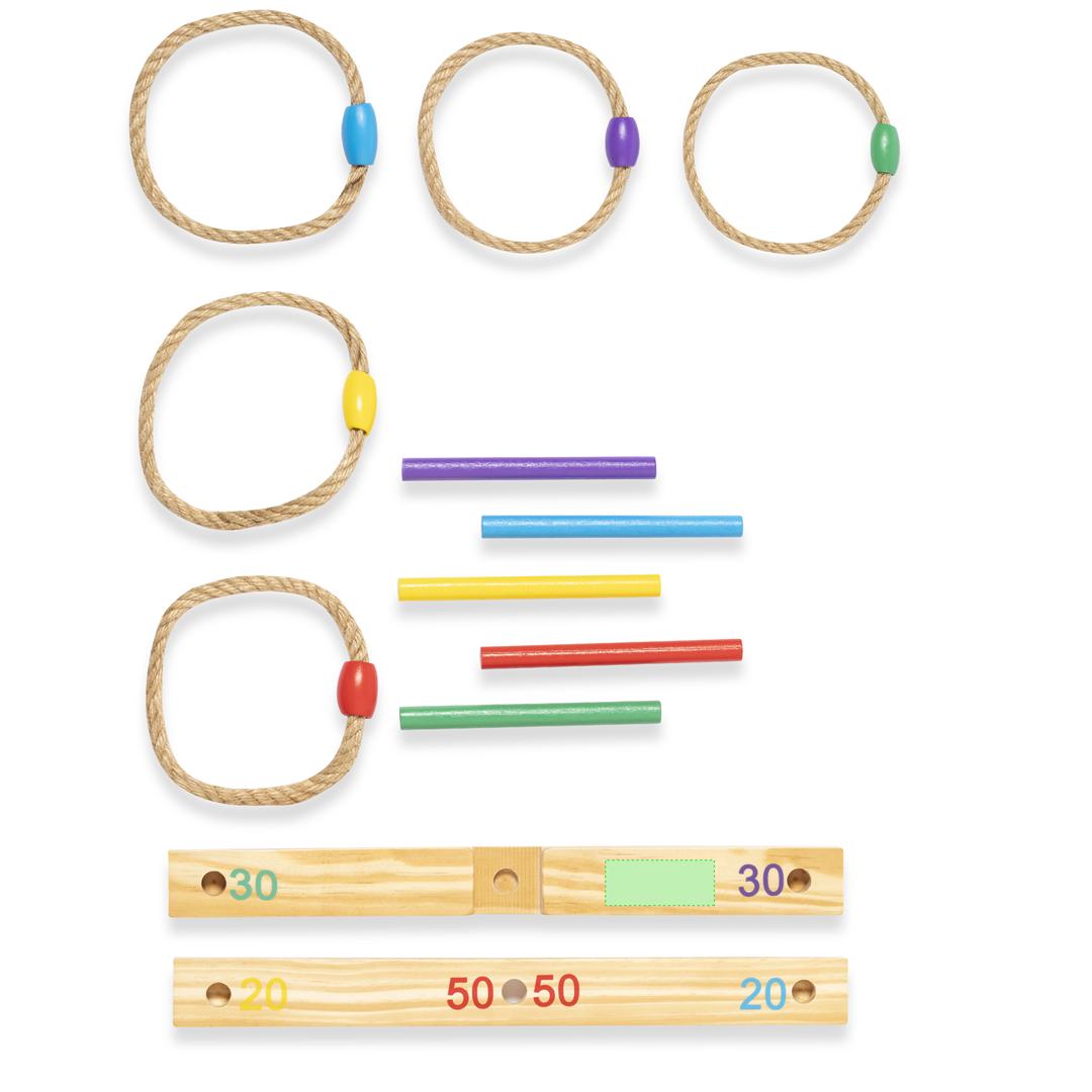 Juego puntería de madera con aros cuerda y base palos mismo color