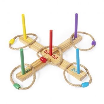 Juego puntería de madera con aros cuerda y base palos mismo color