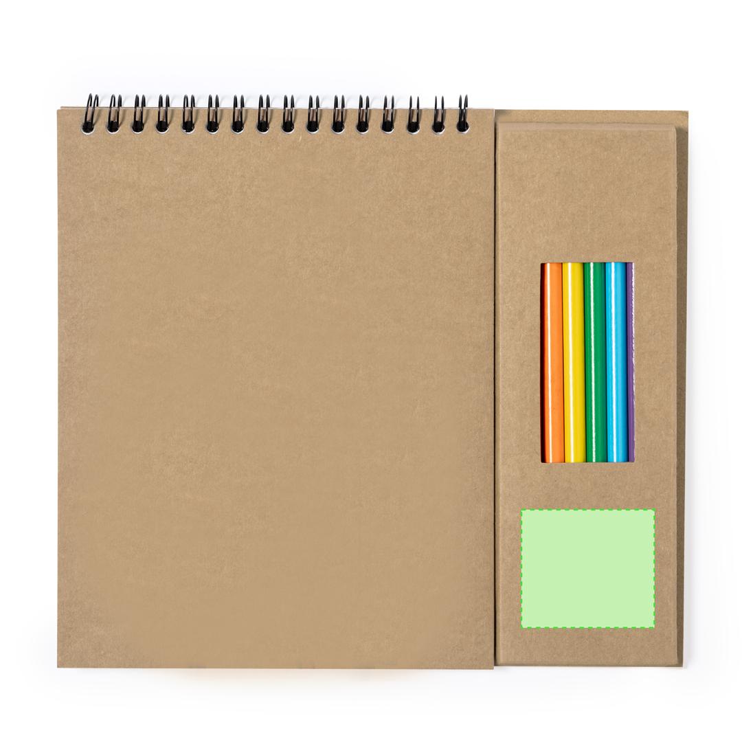 Set lápices y bloc cartón reciclado estuche ventana 8 lápices bloc 24 hojas