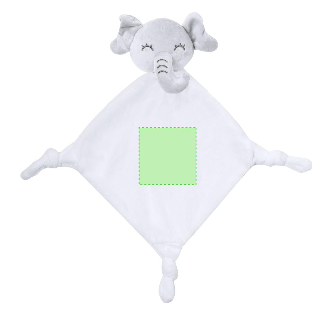Doudou elefante blanco 3 esquinas nudos estimulación táctil bebé