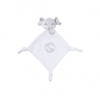Doudou elefante blanco 3 esquinas nudos estimulación táctil bebé