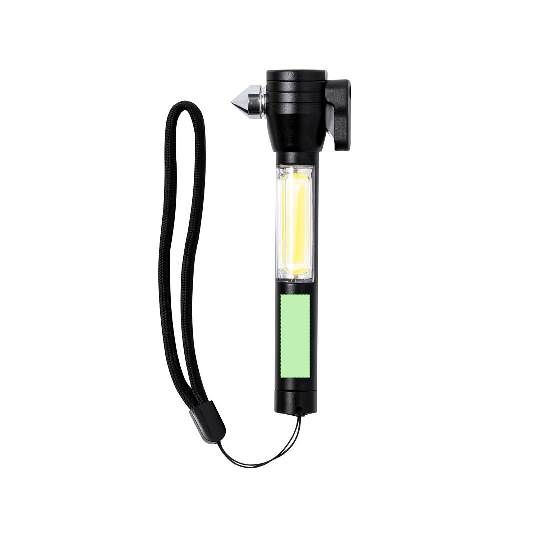 Martillo emergencia aluminio 6 luces COB magnético 3 funciones pilas incluidas