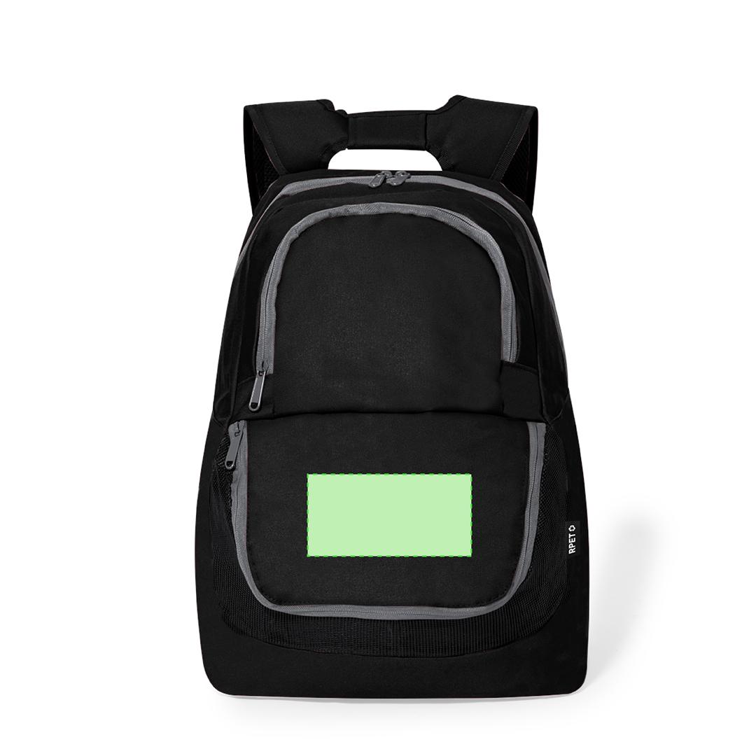 Mochila deportiva de RPET 600D con compartimento calzado/balones de rejilla, doble cremallera y gama de colores