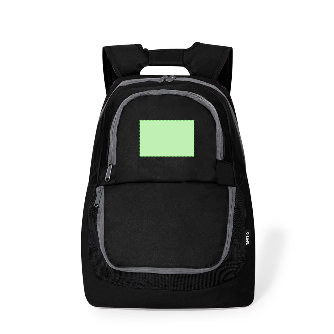Mochila deportiva de RPET 600D con compartimento calzado/balones de rejilla, doble cremallera y gama de colores