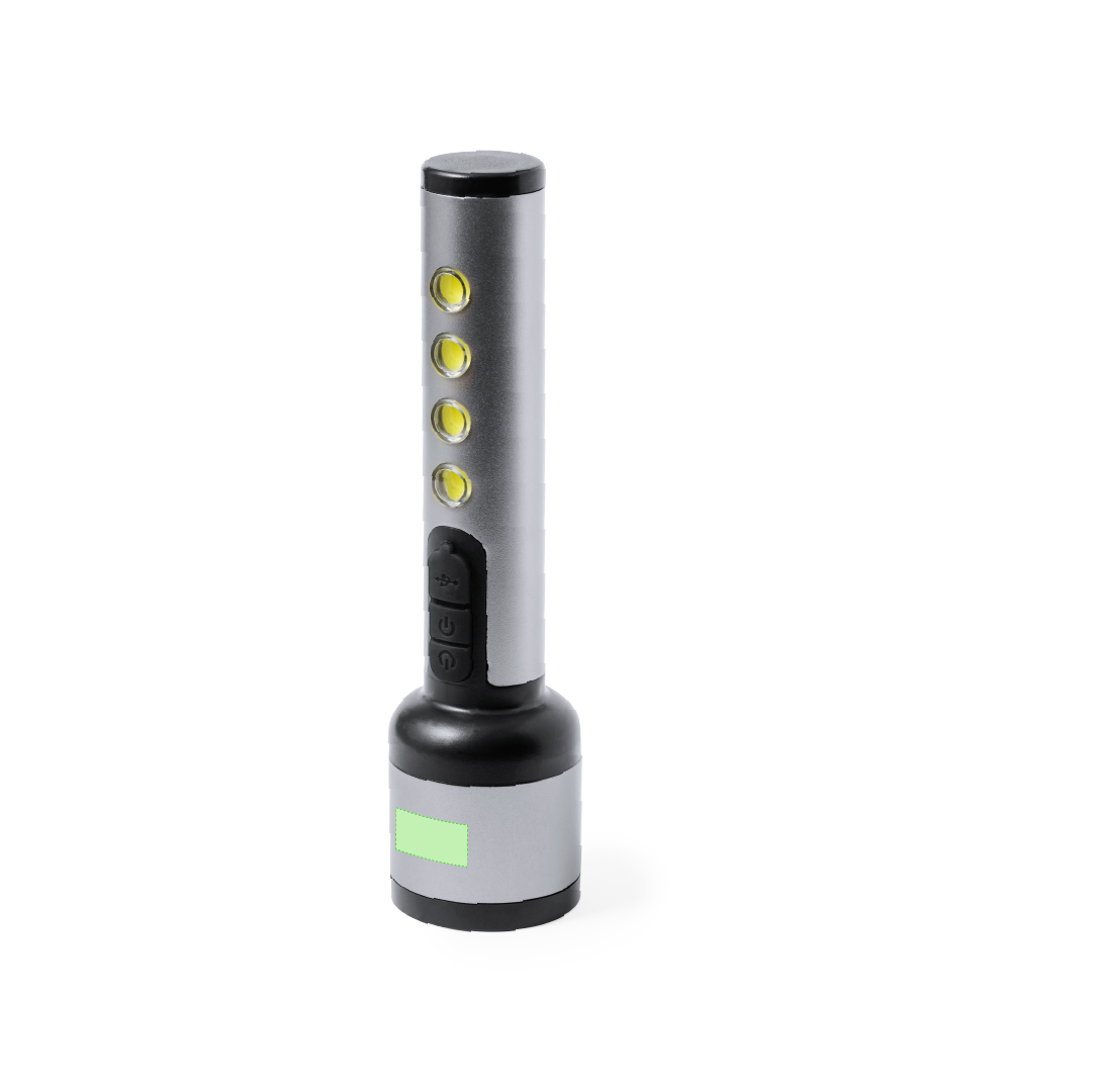 Linterna aluminio 1 LED 4 luces COB batería 1200mAh 3 posiciones luz