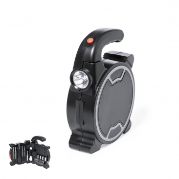 Set herramientas 4 LEDs 2 posiciones luz 21 accesorios 3 pilas AAA