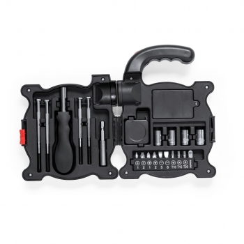 Set herramientas 4 LEDs 2 posiciones luz 21 accesorios 3 pilas AAA
