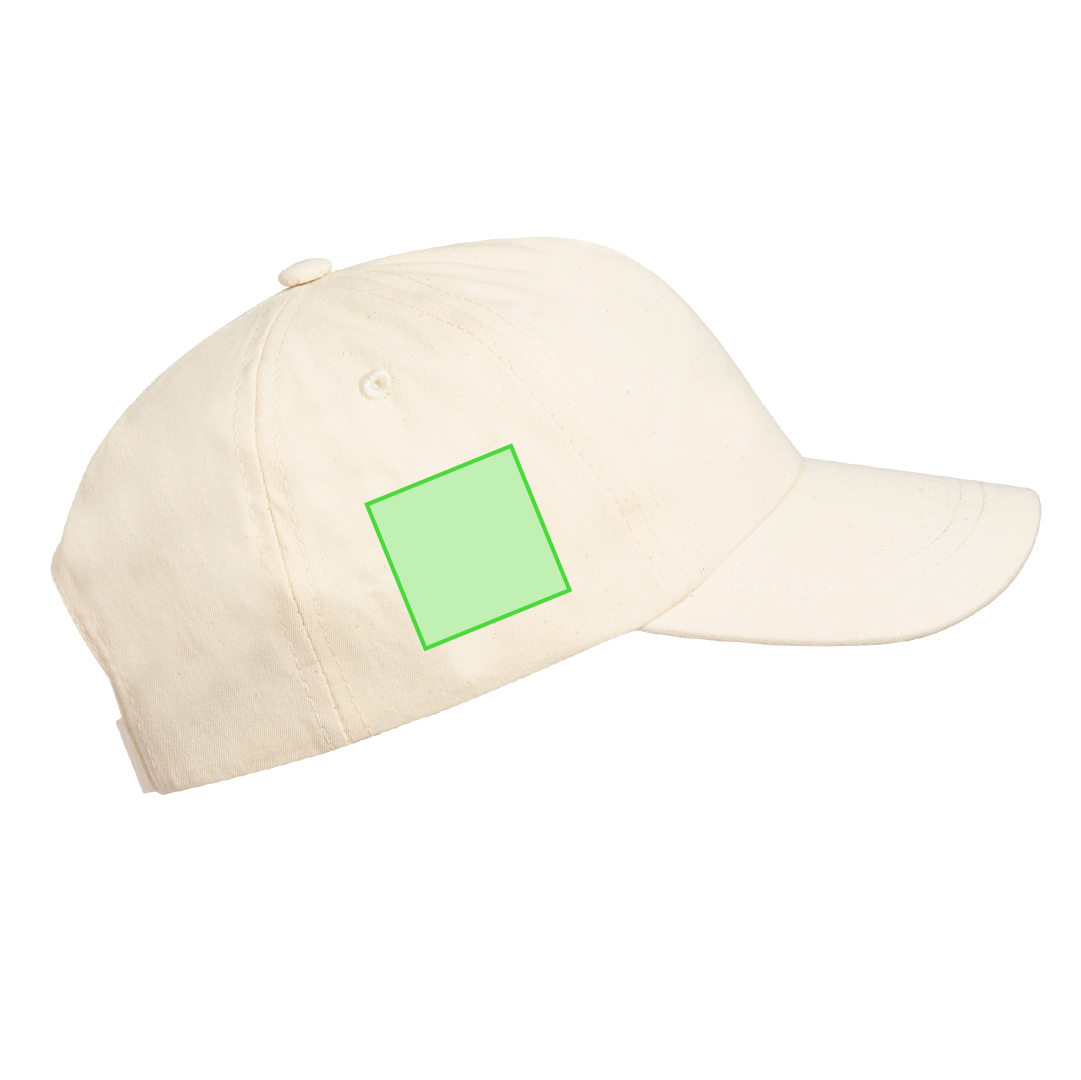 Gorra niño 5 paneles 100% algodón orgánico cierre velcro natural etiqueta logo