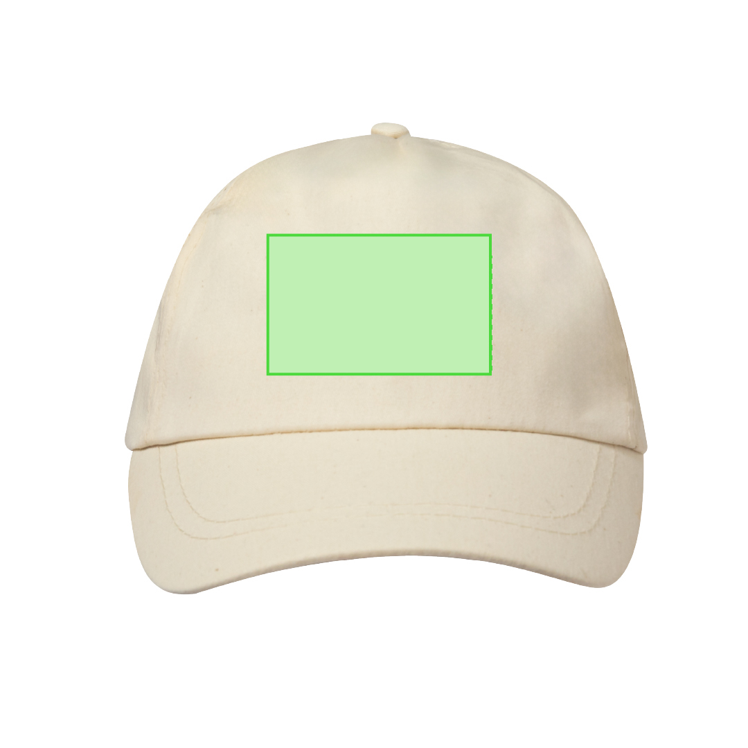 Gorra niño 5 paneles 100% algodón orgánico cierre velcro natural etiqueta logo