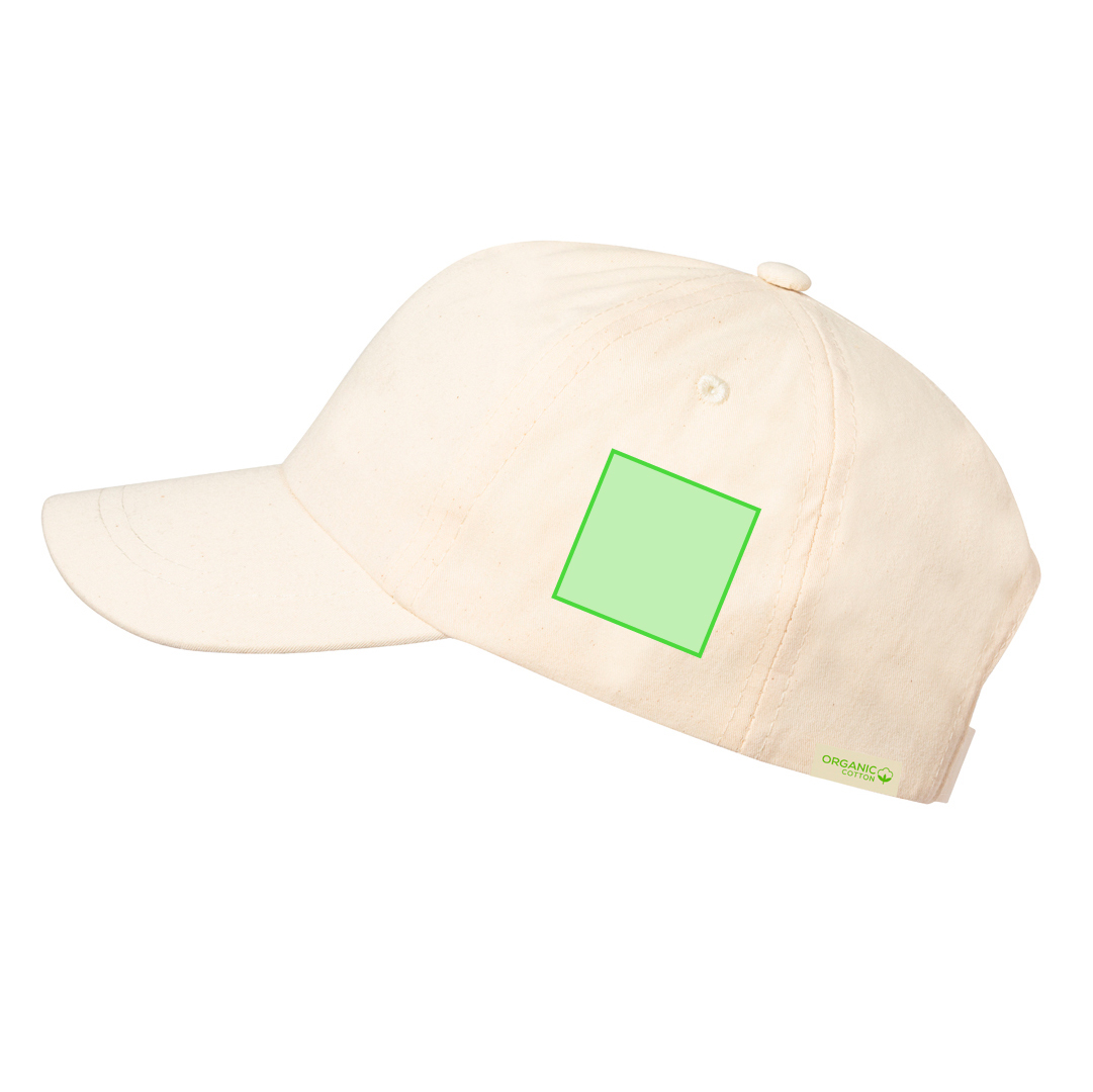 Gorra niño 5 paneles 100% algodón orgánico cierre velcro natural etiqueta logo