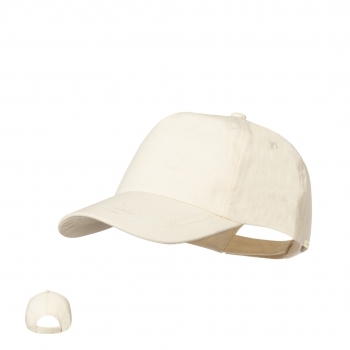 Gorra niño 5 paneles 100% algodón orgánico cierre velcro natural etiqueta logo
