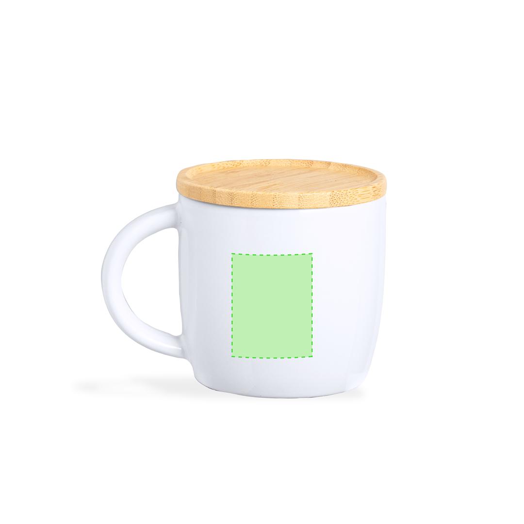 Set taza de cerámica premium con tapa y base de bambú 350 ml