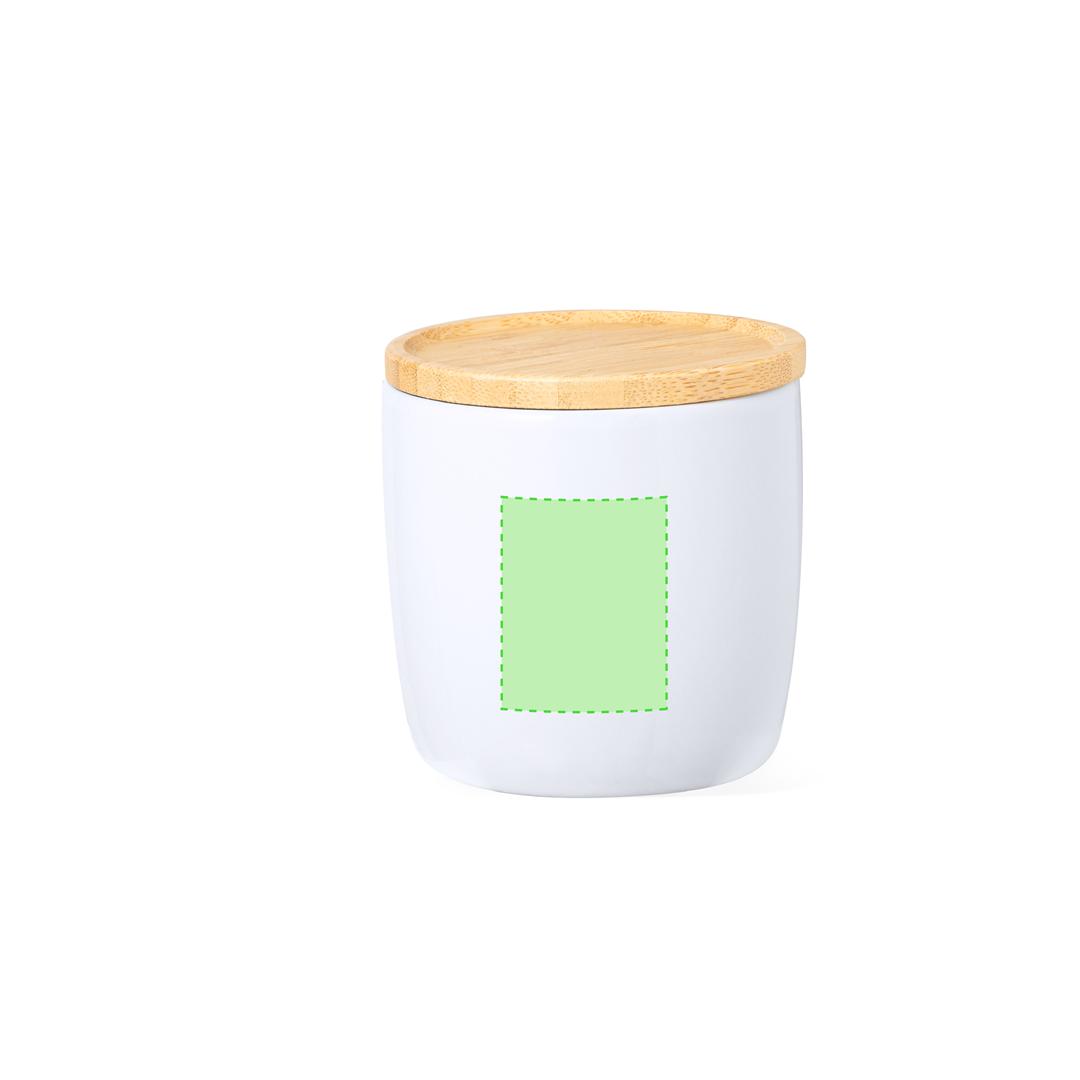 Set taza de cerámica premium con tapa y base de bambú 350 ml