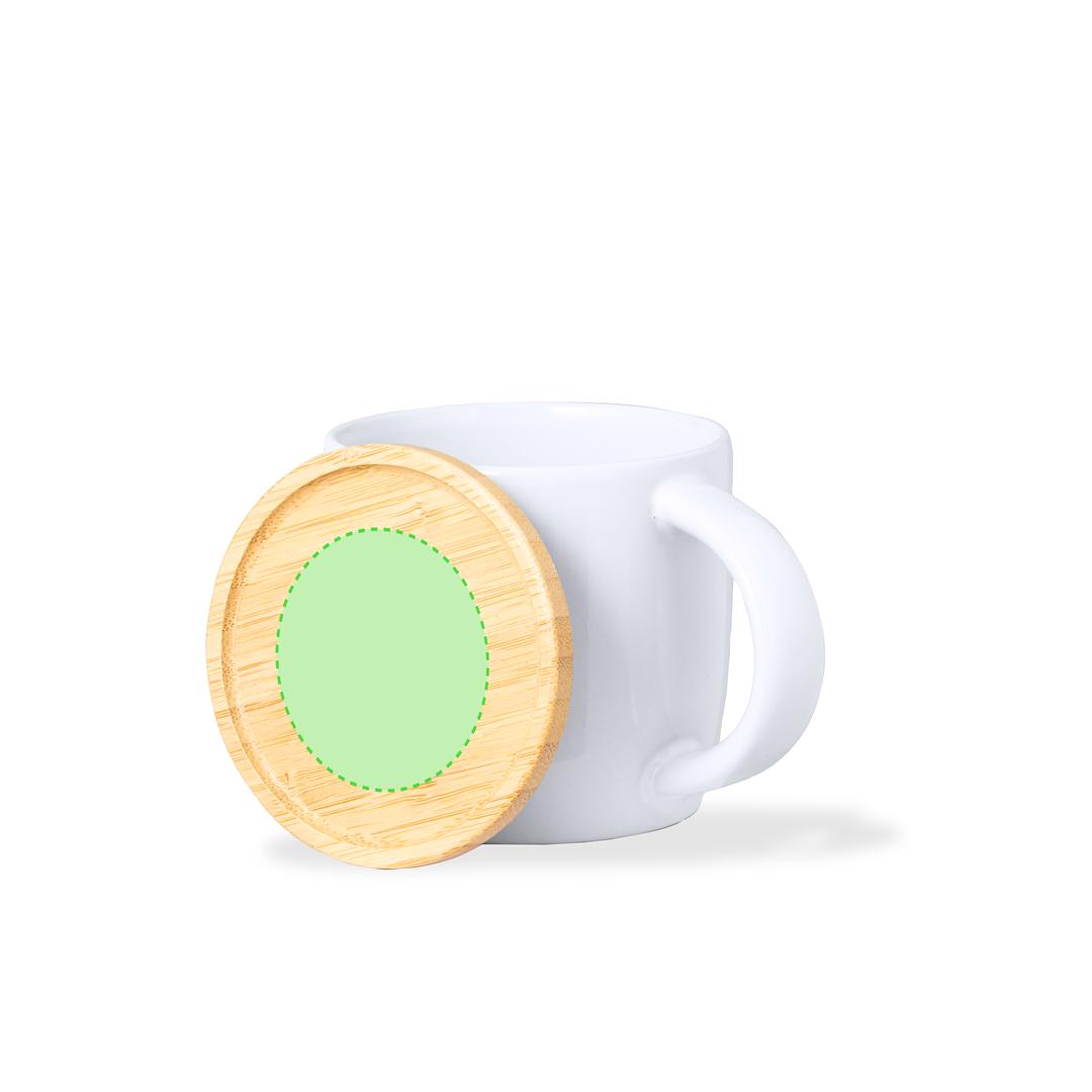 Set taza de cerámica premium con tapa y base de bambú 350 ml