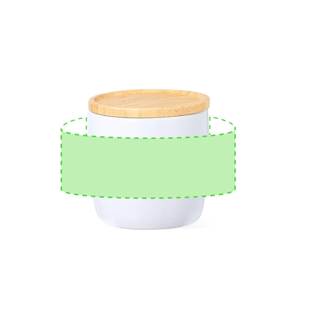 Set taza de cerámica premium con tapa y base de bambú 350 ml