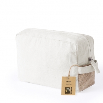 Neceser de yute laminado y algodón 220 g/m² resistente con asa