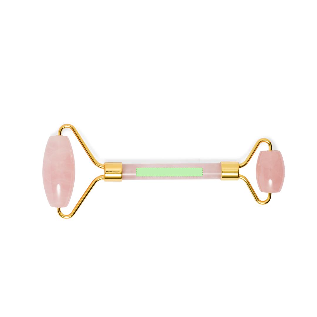 Rodillo masajeador facial de piedra jade rosa con cilindros para el rostro