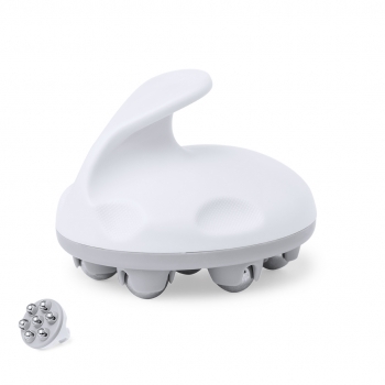 Masajeador manual ergonómico con bolas giratorias para tensión muscular