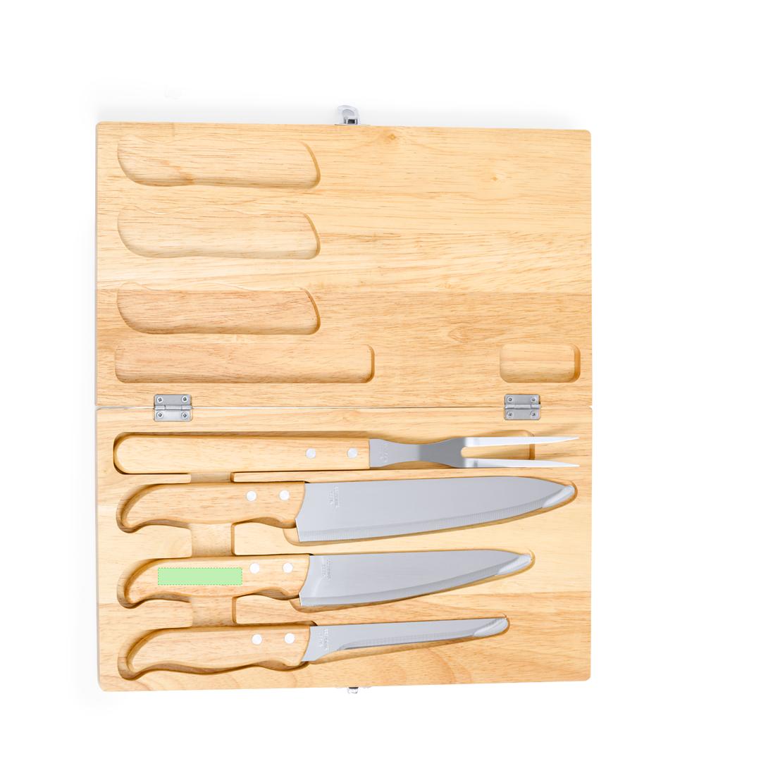 Set de cuchillos de cocina de madera y acero inoxidable 4 piezas