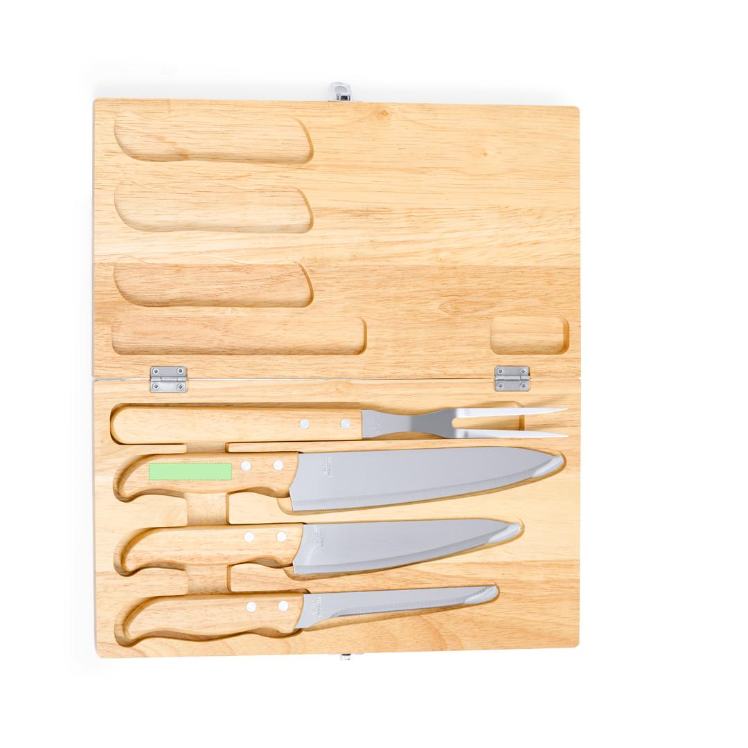 Set de cuchillos de cocina de madera y acero inoxidable 4 piezas