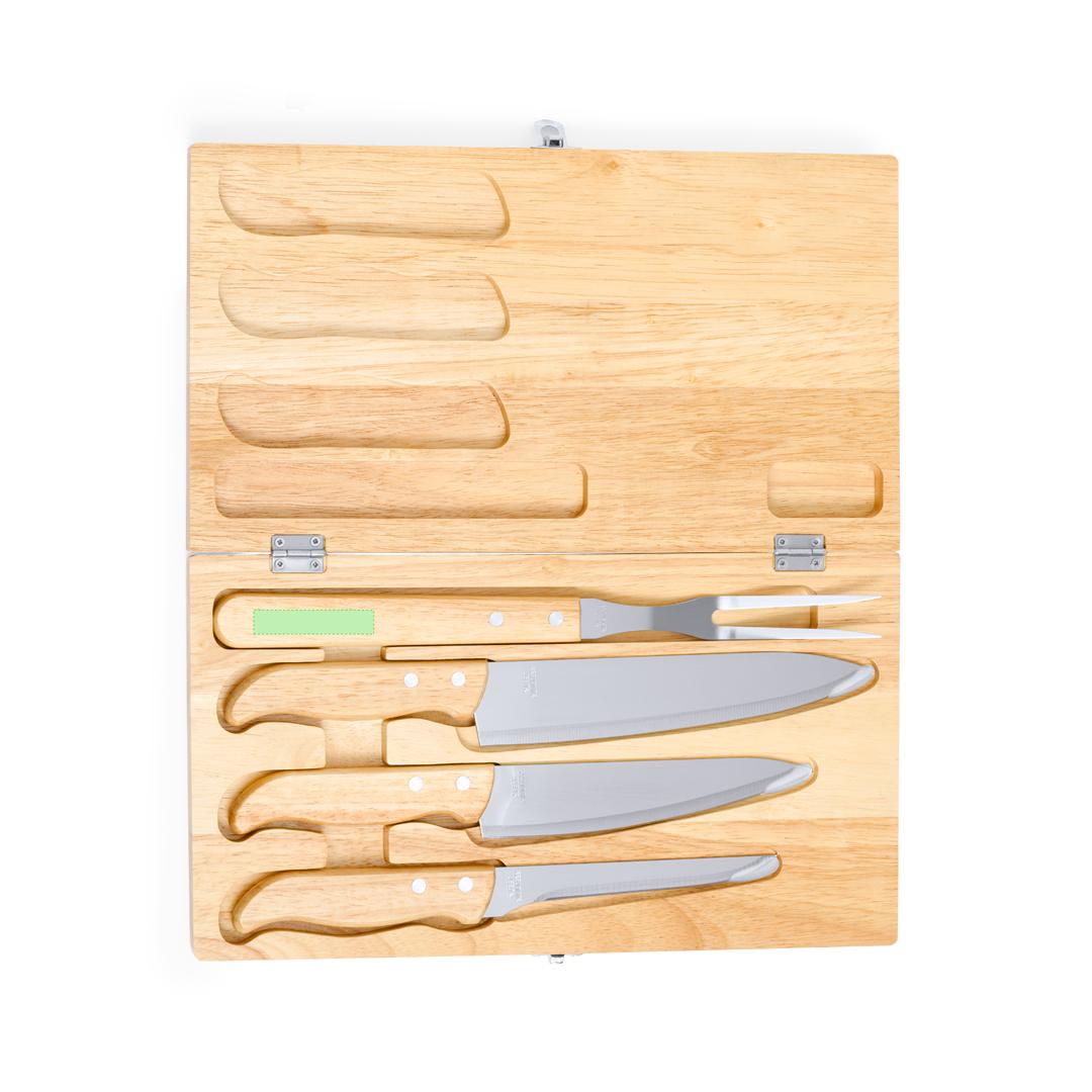 Set de cuchillos de cocina de madera y acero inoxidable 4 piezas