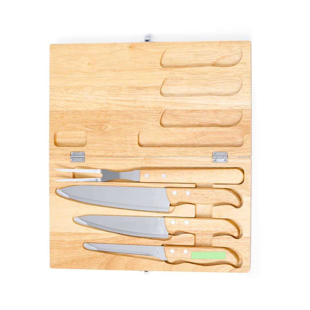 Set de cuchillos de cocina de madera y acero inoxidable 4 piezas