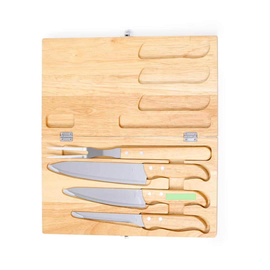 Set de cuchillos de cocina de madera y acero inoxidable 4 piezas