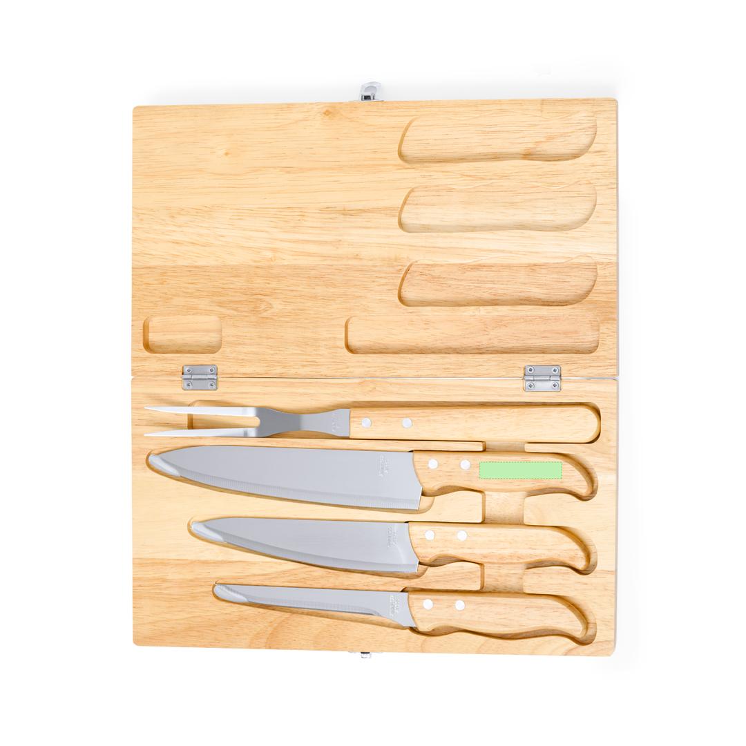 Set de cuchillos de cocina de madera y acero inoxidable 4 piezas