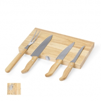Set de cuchillos de cocina de madera y acero inoxidable 4 piezas