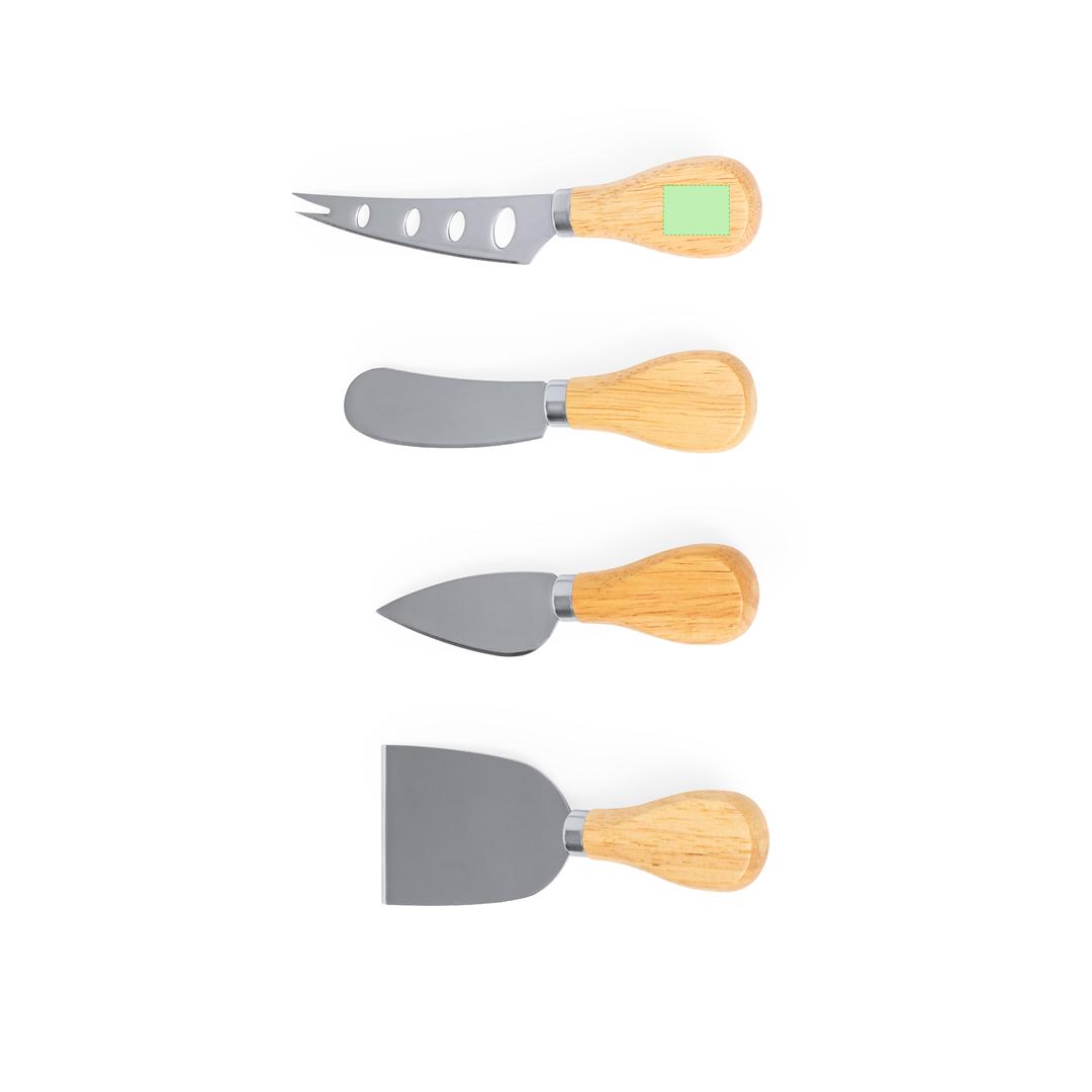 Set de utensilios para quesos de madera y acero inoxidable 4 piezas