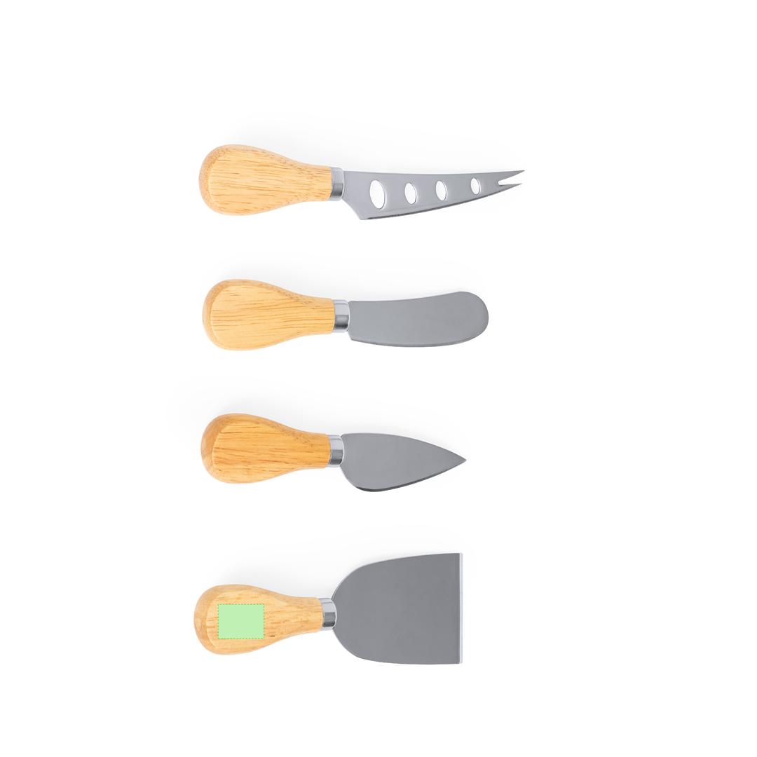 Set de utensilios para quesos de madera y acero inoxidable 4 piezas