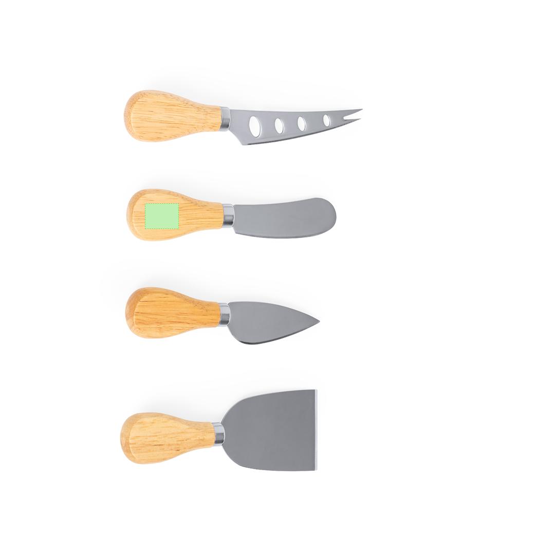 Set de utensilios para quesos de madera y acero inoxidable 4 piezas
