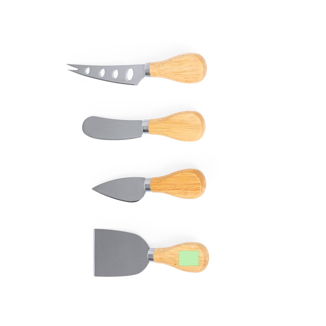 Set de utensilios para quesos de madera y acero inoxidable 4 piezas