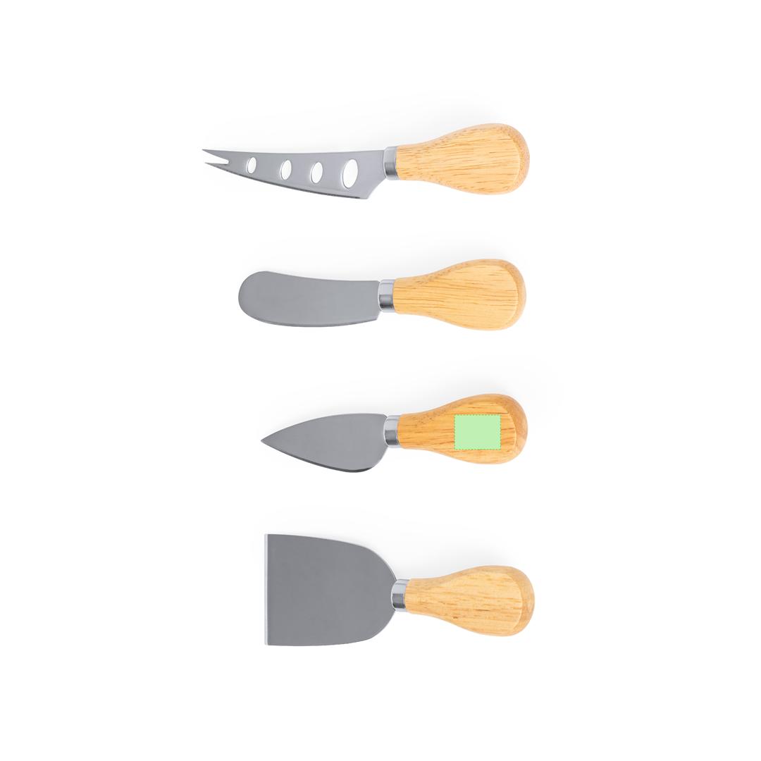 Set de utensilios para quesos de madera y acero inoxidable 4 piezas