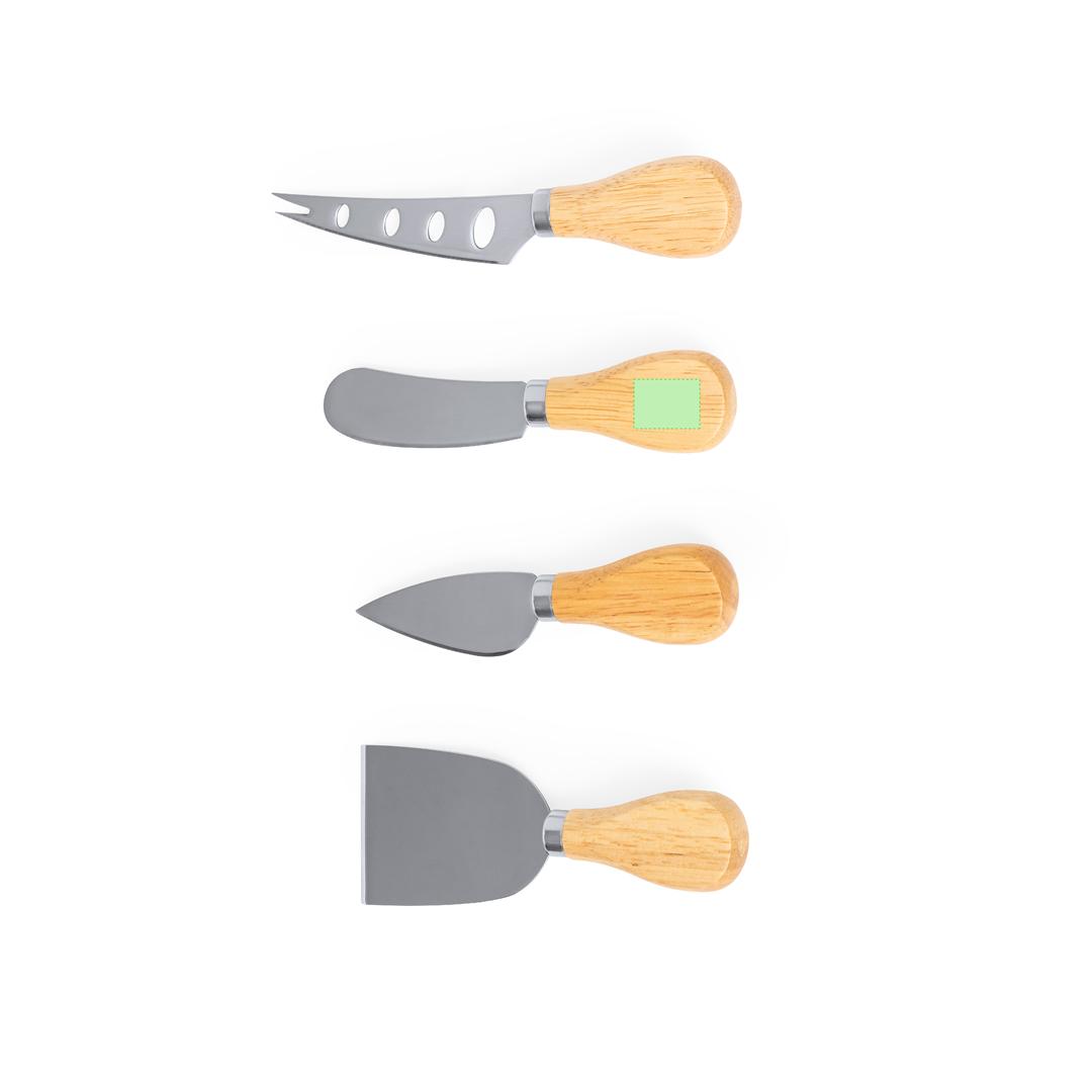 Set de utensilios para quesos de madera y acero inoxidable 4 piezas