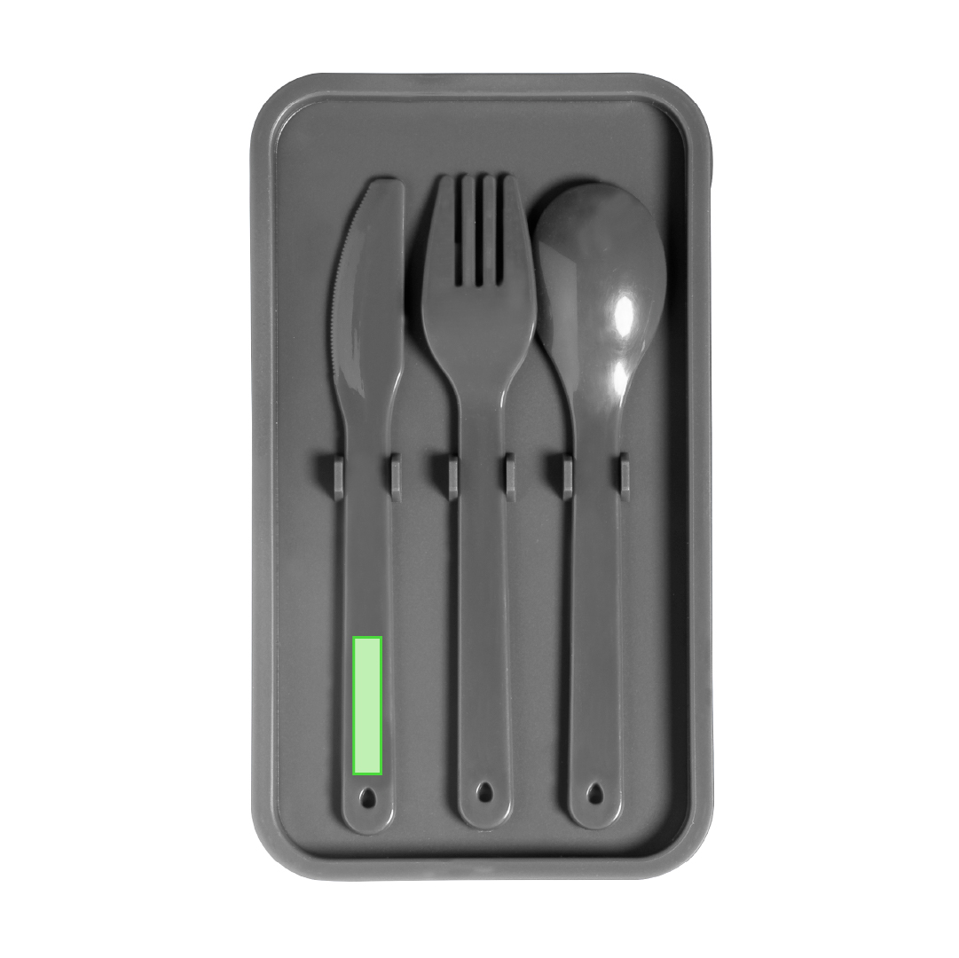 Set nevera RPET 600D efecto melange con fiambrera PP reciclado de 2 compartimentos incluida