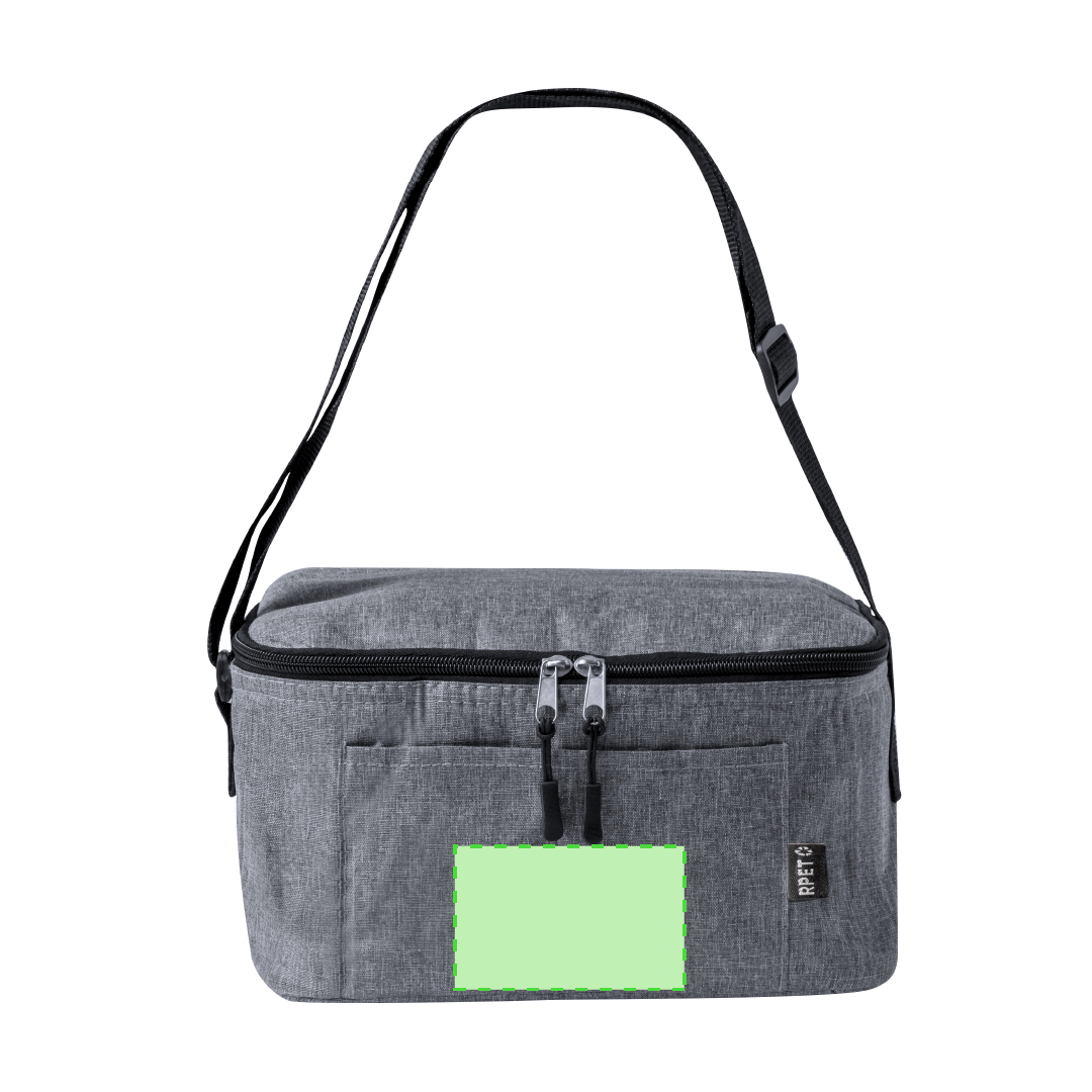 Set nevera RPET 600D efecto melange con fiambrera PP reciclado de 2 compartimentos incluida