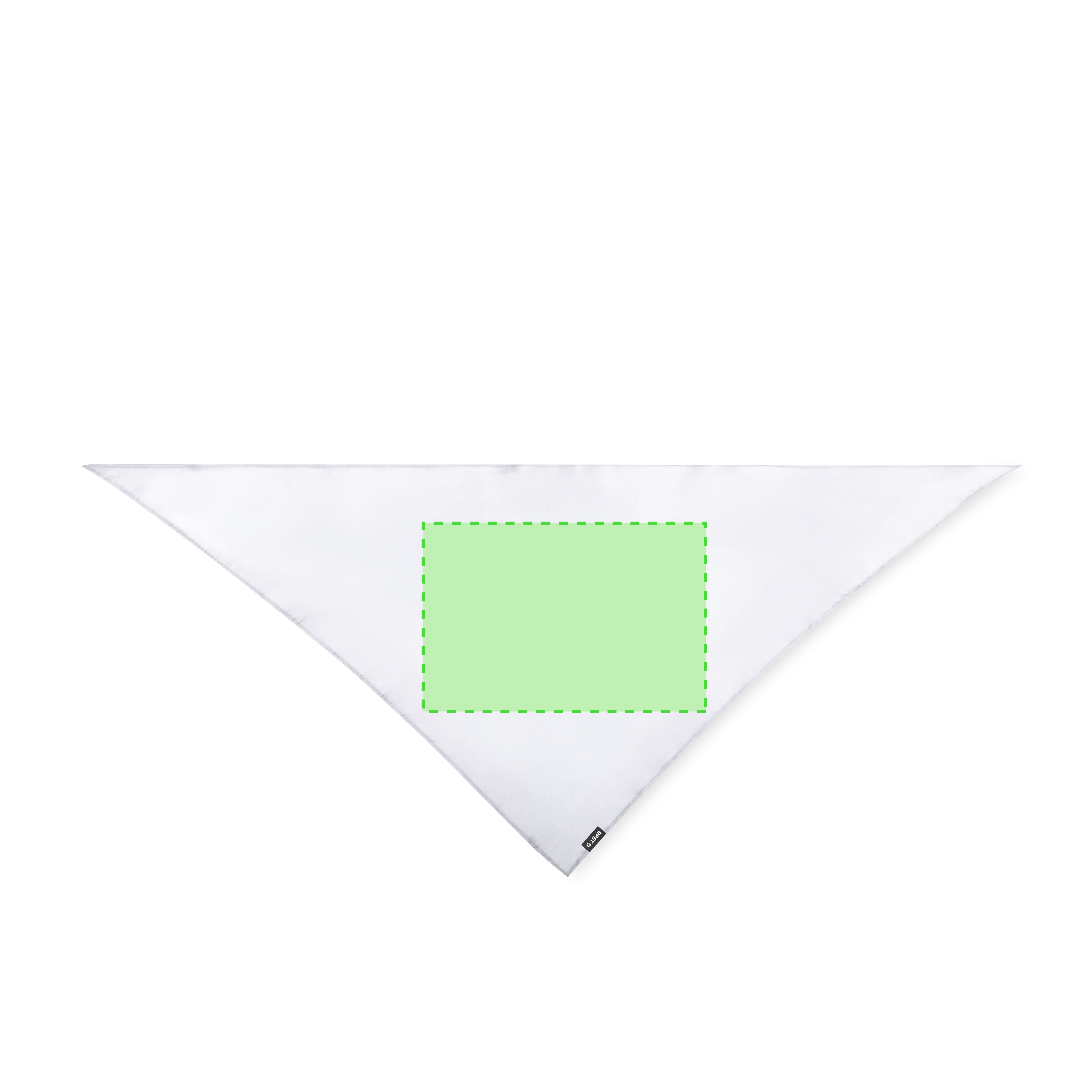 Pañoleta triangular extra de poliéster RPET 190T en colores vivos con etiqueta sostenible y versión blanca para sublimación