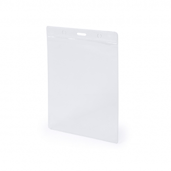 Identificador vertical de PVC con parte superior reforzada y perforaciones centrales y laterales