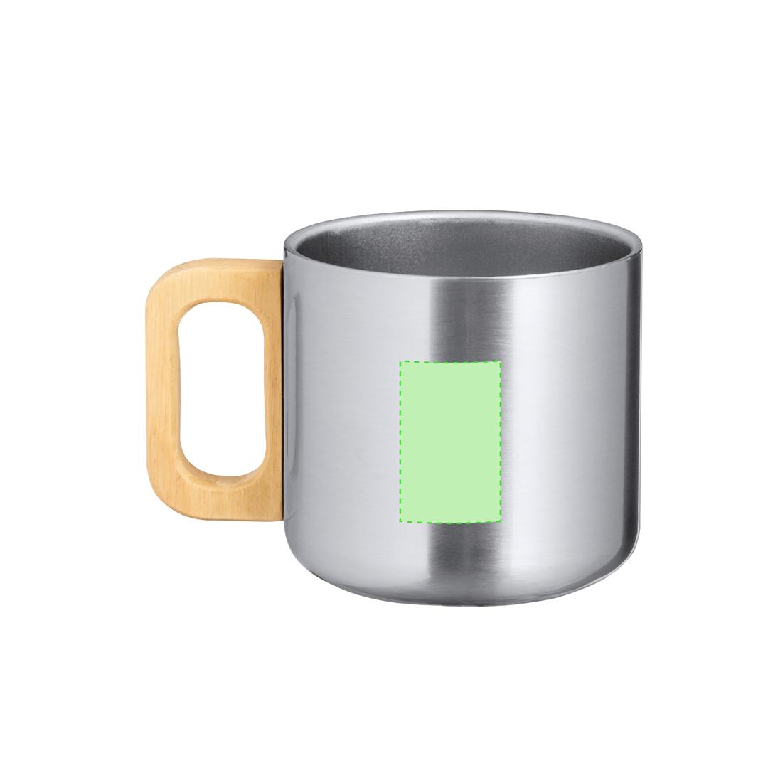 Taza de acero inoxidable reciclado con detalles de madera 400 ml