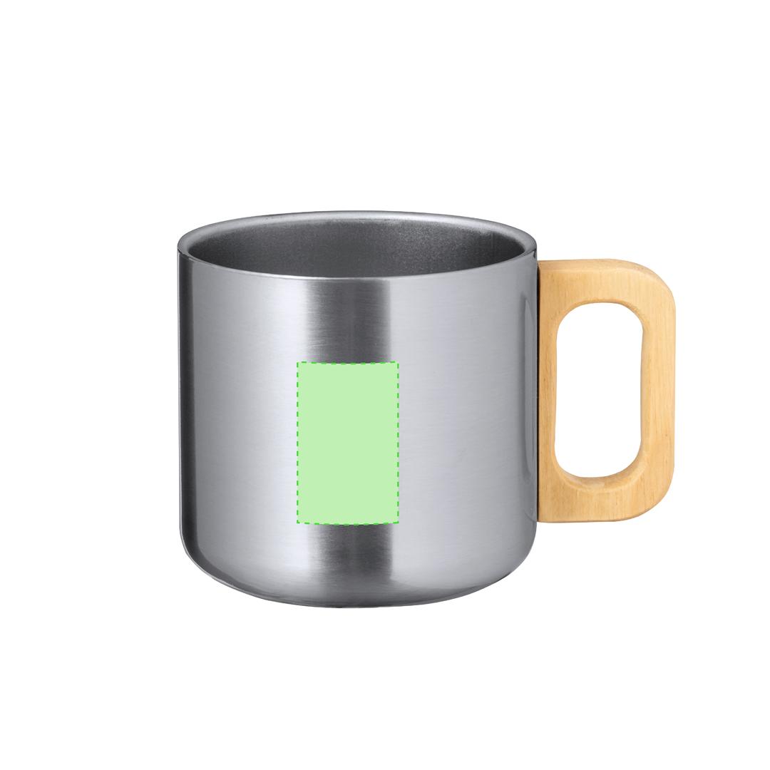 Taza de acero inoxidable reciclado con detalles de madera 400 ml