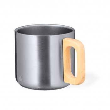 Taza de acero inoxidable reciclado con detalles de madera 400 ml