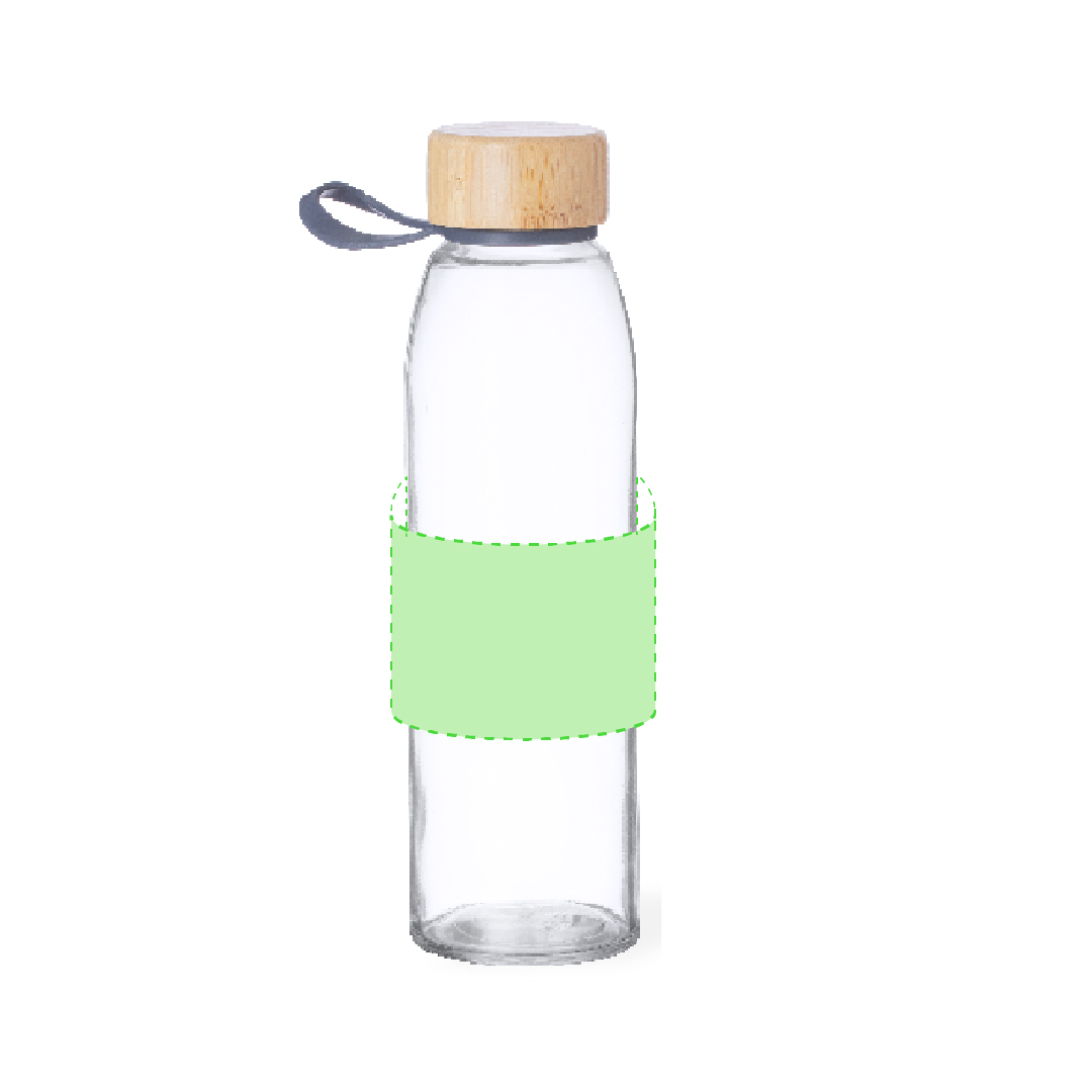 Bidón premium de cristal y tapón de bambú 500 ml