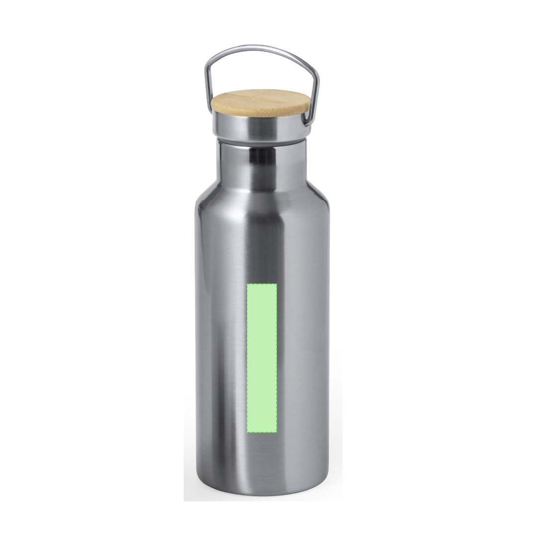Set corporativo dúo de bambú y acero inox: Bidón térmico 500 ml + Vaso térmico 300 ml
